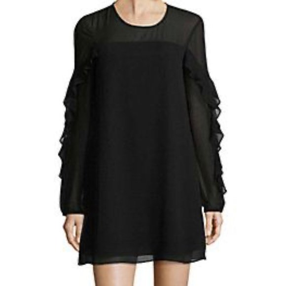 BCBGeneration Black Ruffle Back Shift Dress - Picture 1 of 5